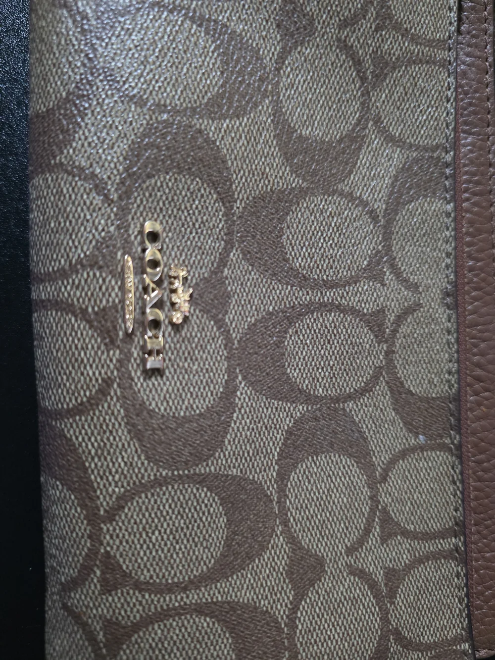 COACH Signature Canvas Wristlet in Brown/Tan Double Zip